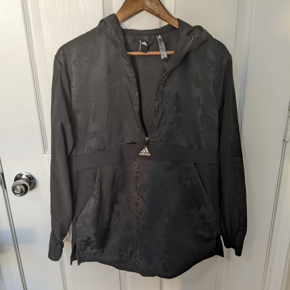 Adidas Half Zip Black Floral Windbreaker - Picture 4 of 7